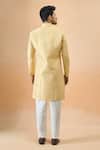 Shop_Arihant Rai Sinha_Yellow Jacquard, Silk Sherwani And White Pant _at_Aza_Fashions