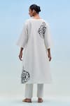 Shop_Priya Chaudhary_White Chanderi V-neck Block Print Kurta Pant Set _at_Aza_Fashions