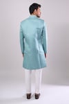 Shop_Arihant Rai Sinha_Green Polyester, Viscose Designer Woven Jacquard Sherwani Set _at_Aza_Fashions