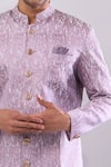 Arihant Rai Sinha Pink Polyester, Viscose Woven Jacquard Sherwani And White Pant at Aza Fashions Arihant Rai Sinha_Pink Polyester, Viscose Woven Jacquard Sherwani And White Pant _at_Aza_Fashions