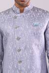 Arihant Rai Sinha Gray Polyester, Viscose Grey Woven Jacquard Sherwani And White Pant at Aza Fashions Arihant Rai Sinha_Gray Polyester, Viscose Grey Woven Jacquard Sherwani And White Pant _at_Aza_Fashions