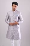 Arihant Rai Sinha Gray Polyester, Viscose Grey Woven Jacquard Sherwani And White Pant Set Online at Aza Fashions Arihant Rai Sinha_Gray Polyester, Viscose Grey Woven Jacquard Sherwani And White Pant Set _Online_at_Aza_Fashions