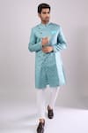 Buy Arihant Rai Sinha Green Jacquard, Polyester, Viscose Woven Sherwani And White Pant at Aza Fashions Buy_Arihant Rai Sinha_Green Jacquard, Polyester, Viscose Woven Sherwani And White Pant _at_Aza_Fashions