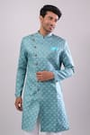 Buy Arihant Rai Sinha Green Jacquard, Polyester, Viscose Woven Sherwani And White Pant Buy_Arihant Rai Sinha_Green Jacquard, Polyester, Viscose Woven Sherwani And White Pant