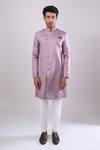 Arihant Rai Sinha Pink Polyester, Viscose Woven Jacquard Sherwani And White Pant Set Online at Aza Fashions Arihant Rai Sinha_Pink Polyester, Viscose Woven Jacquard Sherwani And White Pant Set _Online_at_Aza_Fashions