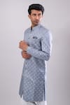 Arihant Rai Sinha_Gray Polyester, Viscose Grey Woven Jacquard Sherwani And White Pant _Online_at_Aza_Fashions