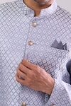 Arihant Rai Sinha_Gray Grey Woven Jacquard Sherwani And White Pant _Online_at_Aza_Fashions