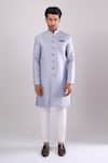 Buy_Arihant Rai Sinha_Gray Grey Woven Jacquard Sherwani And White Pant _Online_at_Aza_Fashions