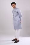 Arihant Rai Sinha_Gray Grey Woven Jacquard Sherwani And White Pant _at_Aza_Fashions