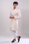 Arihant Rai Sinha Cream Polyester, Viscose Embroidery Base Sherwani Set Online at Aza Fashions Arihant Rai Sinha_Cream Polyester, Viscose Embroidery Base Sherwani Set _Online_at_Aza_Fashions