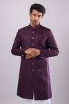 Arihant Rai Sinha_Wine Polyester, Viscose Embroidery Sequence Sherwani Set _at_Aza_Fashions