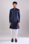 Shop Arihant Rai Sinha Navy Polyester, Viscose Sequins Blue Sequence Embroidered Sherwani Set Online at Aza Fashions Shop_Arihant Rai Sinha_Navy Polyester, Viscose Sequins Blue Sequence Embroidered Sherwani Set _Online_at_Aza_Fashions
