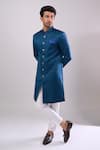 Arihant Rai Sinha Blue Polyester, Viscose Embroidery Sequence Sherwani Set Online at Aza Fashions Arihant Rai Sinha_Blue Polyester, Viscose Embroidery Sequence Sherwani Set _Online_at_Aza_Fashions