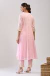 Shop_Samyukta Singhania_Pink Cotton Embroidery Round Neck Mulmul Anarkali Suit Set_at_Aza_Fashions