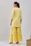 Samyukta Singhania Yellow Cotton Embroidery Round Neck Kurta Sharara Set Online at Aza Fashions Samyukta Singhania_Yellow Cotton Embroidery Round Neck Kurta Sharara Set _Online_at_Aza_Fashions