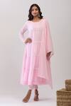 Buy_Samyukta Singhania_Pink Cotton Embroidery Round Neck Mulmul Anarkali Set_Online_at_Aza_Fashions