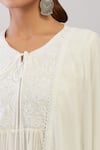 Buy_Samyukta Singhania_Off White Cotton Embroidery Round Neck Jacquard Anarkali Set 