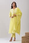 Buy Samyukta Singhania Yellow Cotton Embroidery Round Neck Jacquard Weave Anarkali Set at Aza Fashions Buy_Samyukta Singhania_Yellow Cotton Embroidery Round Neck Jacquard Weave Anarkali Set_at_Aza_Fashions