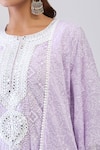 Buy_Samyukta Singhania_Purple Cotton Embroidery Round Neck Lavender Mulmul Anarkali Set 