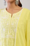 Buy_Samyukta Singhania_Yellow Cotton, Jacquard Embroidery Round Neck Weave Sharara Set _Online_at_Aza_Fashions