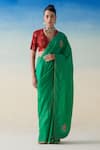 Buy_Janki India_Green Silk, Cotton Embroidery Hand Saree _at_Aza_Fashions