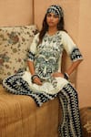 Buy_Sva By Sonam & Paras Modi_Ivory Crepe Embroidery Round Neck Embellished Kurta And Pant Set _Online_at_Aza_Fashions