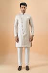Buy_Arihant Rai Sinha_Off White Jacquard, Silk Designer And Pink Sherwani Set _Online_at_Aza_Fashions