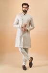 Buy_Arihant Rai Sinha_Off White Jacquard, Silk Designer And Pink Sherwani Set _at_Aza_Fashions