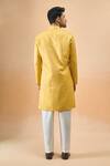 Shop_Arihant Rai Sinha_Yellow Jacquard Sherwani And White Pant Set _at_Aza_Fashions