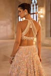 Seema Gujral_Multi Color Net Beads, Applique, Sequins, Pearls Three-dimensional Lehenga Set _Online_at_Aza_Fashions