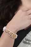 Shop_Dugran By Dugristyle_Red Beads Gold-plated Aangan Bracelet _at_Aza_Fashions