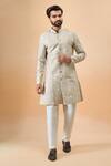 Buy_Arihant Rai Sinha_Beige Silk Sherwani With White Pant _at_Aza_Fashions