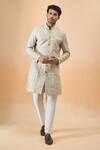 Arihant Rai Sinha_Beige Silk Sherwani With White Pant _at_Aza_Fashions