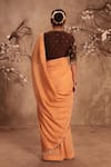 Shop_Label Niti Bothra_Orange Tissue Mirrors, Zari Embroidered Saree Set _at_Aza_Fashions