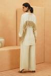 Shop_Sva By Sonam & Paras Modi_Ivory Silk Tassels Collared Top And Pant Co-ord Set _at_Aza_Fashions