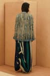 Shop_Sva By Sonam & Paras Modi_Blue Open Neck Midnight Cape Jacket _at_Aza_Fashions