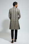 Sva By Sonam & Paras Modi_Black Silk Cut Work, Sequins, Embroidery Geometric Sherwani And Pant _Online_at_Aza_Fashions