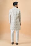 Shop_Arihant Rai Sinha_Cream Silk, Acrylic Embroidery Sherwani Set _at_Aza_Fashions