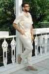 Raas Life_Cream Cotton Cut Work Geometry Embroidered Shirt _Online_at_Aza_Fashions