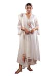 Shop_Sonali Methi_Off White Embroidery V-neck Floral Kurta Set _Online_at_Aza_Fashions