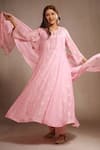 Shop_Sonali Methi_Pink Embroidery Round Neck Hand And Machine Anarkali Set 