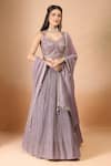 Shop_Aariyana Couture_Purple Georgette, Silk Sequins, Embroidery, Beads Padded Embellished Lehenga Set _Online_at_Aza_Fashions