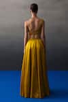 Shop_Angad Singh_Mustard Satin, Silk Sequins, Beads, Embroidery Round Neck Festive Lehenga Set _at_Aza_Fashions