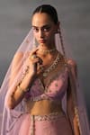 Buy_Angad Singh_Pink Brocade Sequins, Embroidery V-neck Banarasi Festive Lehenga Set _Online_at_Aza_Fashions