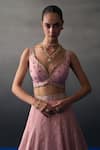 Buy_Angad Singh_Pink Brocade Sequins, Embroidery V-neck Banarasi Festive Lehenga Set 
