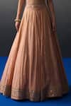 Shop_Angad Singh_Peach Silk Embroidery, Sequins, Beads Asymmetric Banarasi Festive Lehenga Set _Online_at_Aza_Fashions