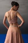 Shop_Angad Singh_Peach Silk Embroidery, Sequins, Beads Asymmetric Banarasi Festive Lehenga Set 