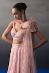 Angad Singh_Peach Chantelle Sequins, Beads Sweetheart Neck Haldi Lehenga Set _at_Aza_Fashions