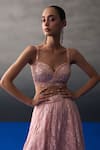 Buy_Angad Singh_Peach Chantelle Sequins, Beads Sweetheart Neck Haldi Lehenga Set 