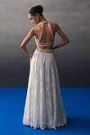 Shop_Angad Singh_White Chantelle Embroidery, Beads V-neck Designer Festive Lehenga Set _at_Aza_Fashions